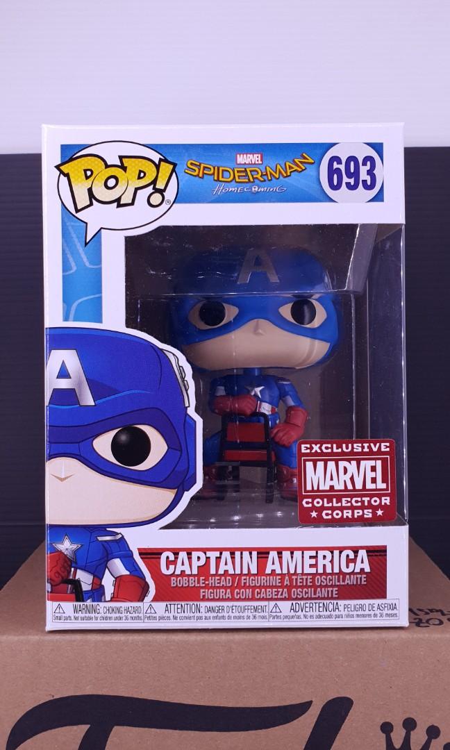 Funko pop! Spiderman Homecoming : #693 Captain America (Marvel Collector  Corps), Hobbies & Toys, Toys & Games on Carousell