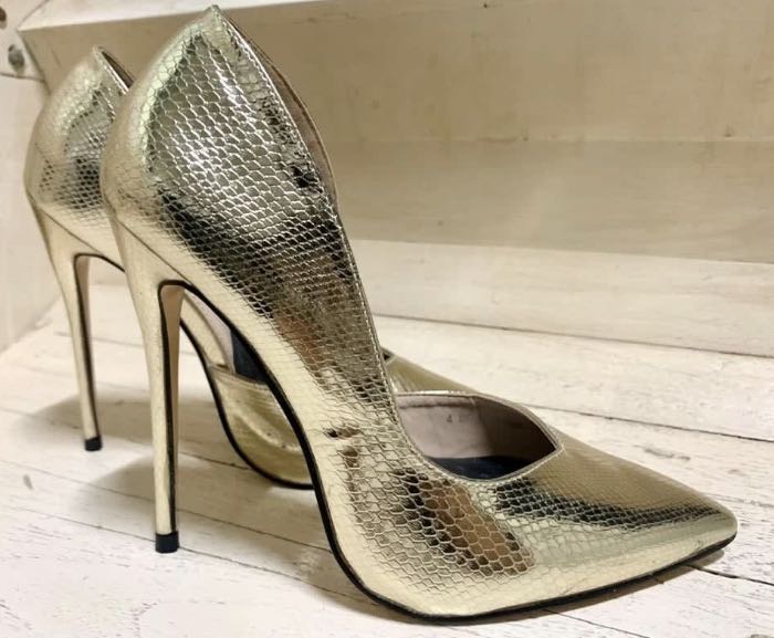 Gold high new arrivals heel pumps