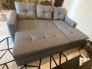 Gray linen couch sofa bed 3 seater or more depends on arrangement