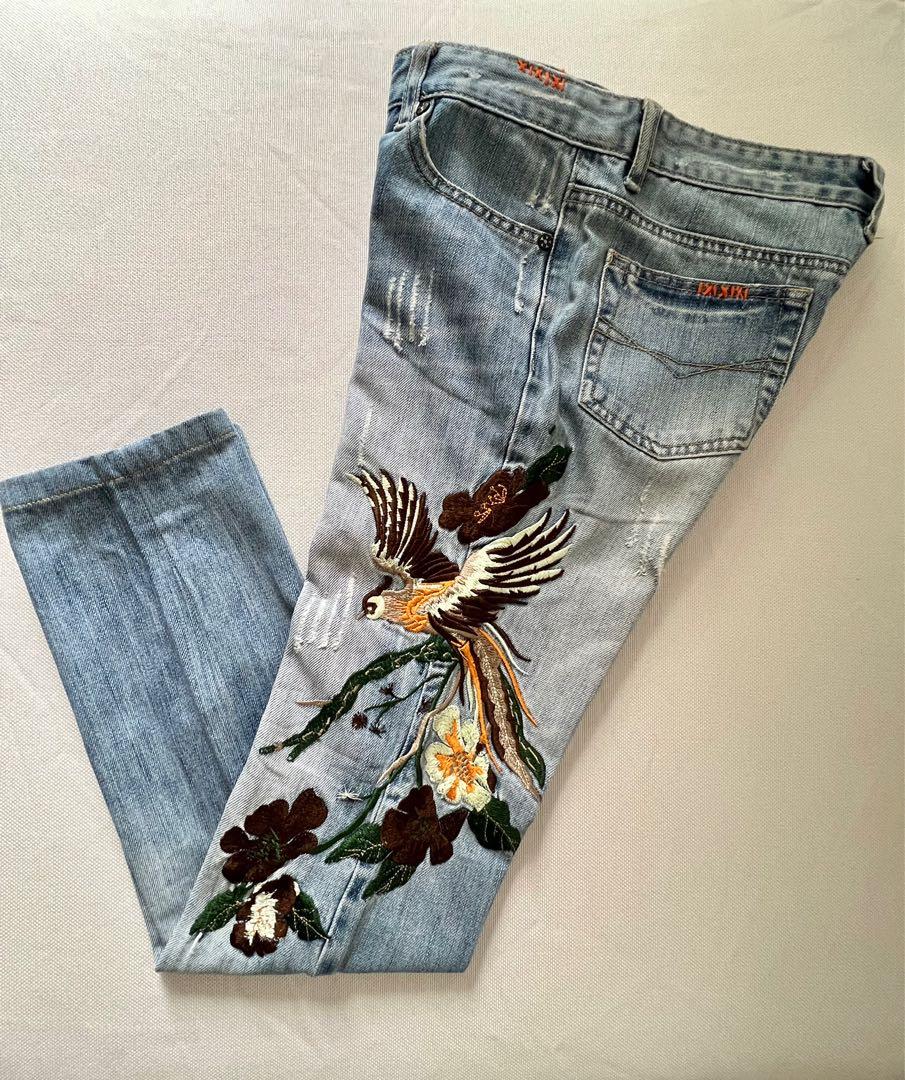 Rare! HIPPIE Brand Embroidered Jeans, Women's Fashion, Bottoms, Jeans