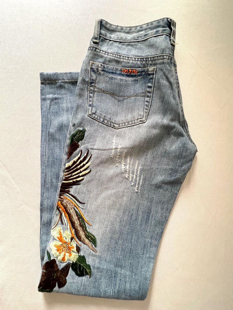 Rare! HIPPIE Brand Embroidered Jeans, Women's Fashion, Bottoms, Jeans
