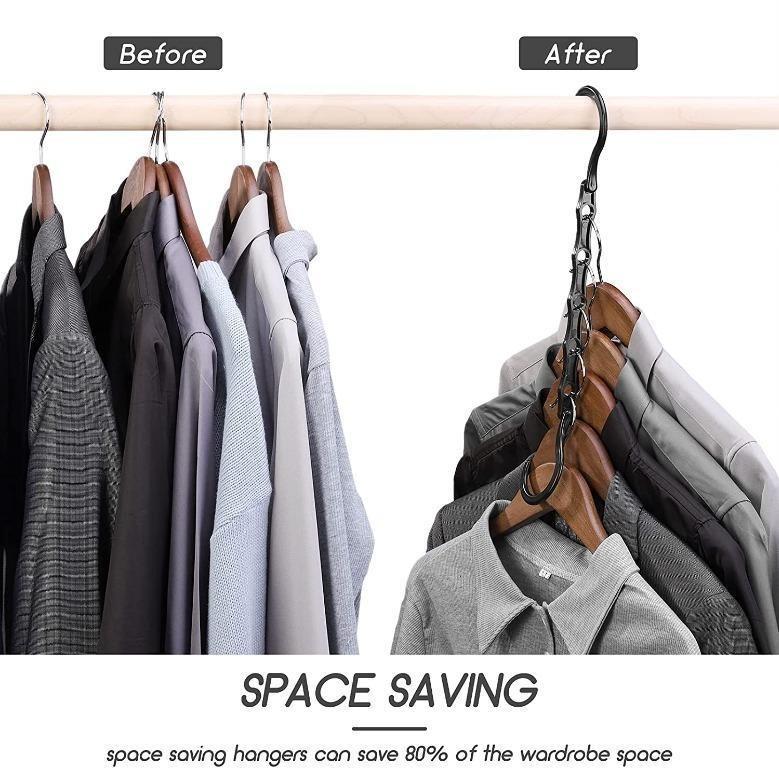 HOUSE DAY Metal Magic Hangers Space Saving Clothes Hangers Organizer Smart Closet Space Saver Pack of 4 