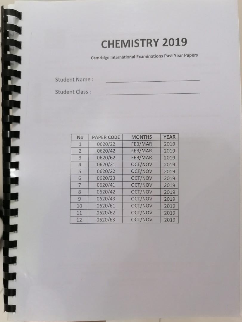 Igcse chemistry 0620 past paper booklet year 2019 hobbies toys