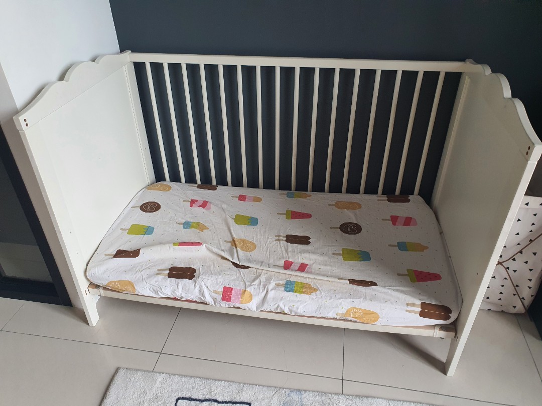 Ikea baby cot + mattress +ikea bumper, Babies & Kids, Baby Nursery