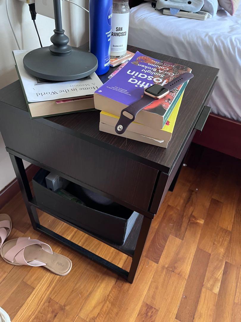 Ikea dark brown bedside table, Furniture & Home Living, Furniture