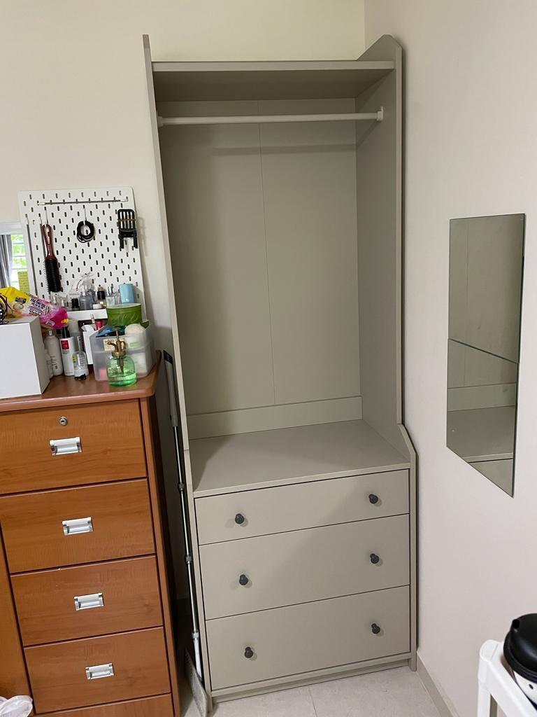 HAUGA open wardrobe with 3 drawers, white, 70x199 cm (271/2x783/8