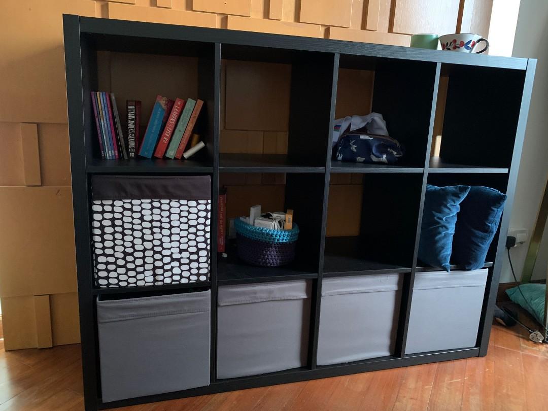 IKEA Kallax Shelf w/ boxes, Furniture & Home Living, Furniture, Shelves