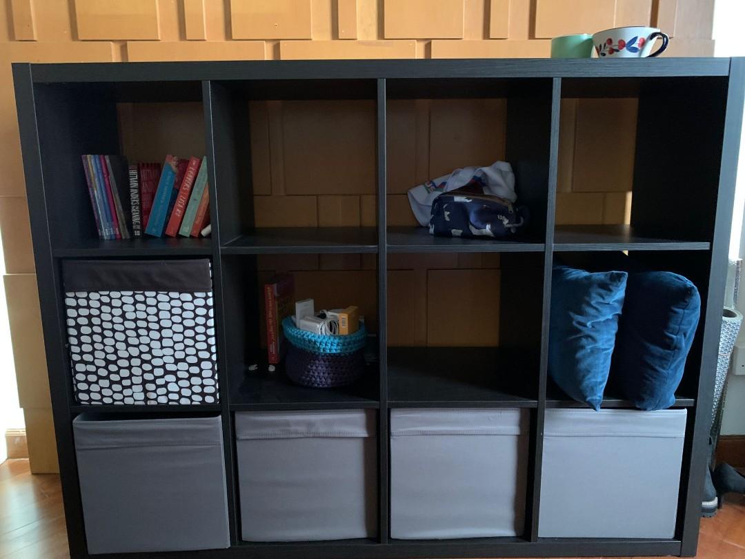 IKEA Kallax Shelf w/ boxes, Furniture & Home Living, Furniture, Shelves