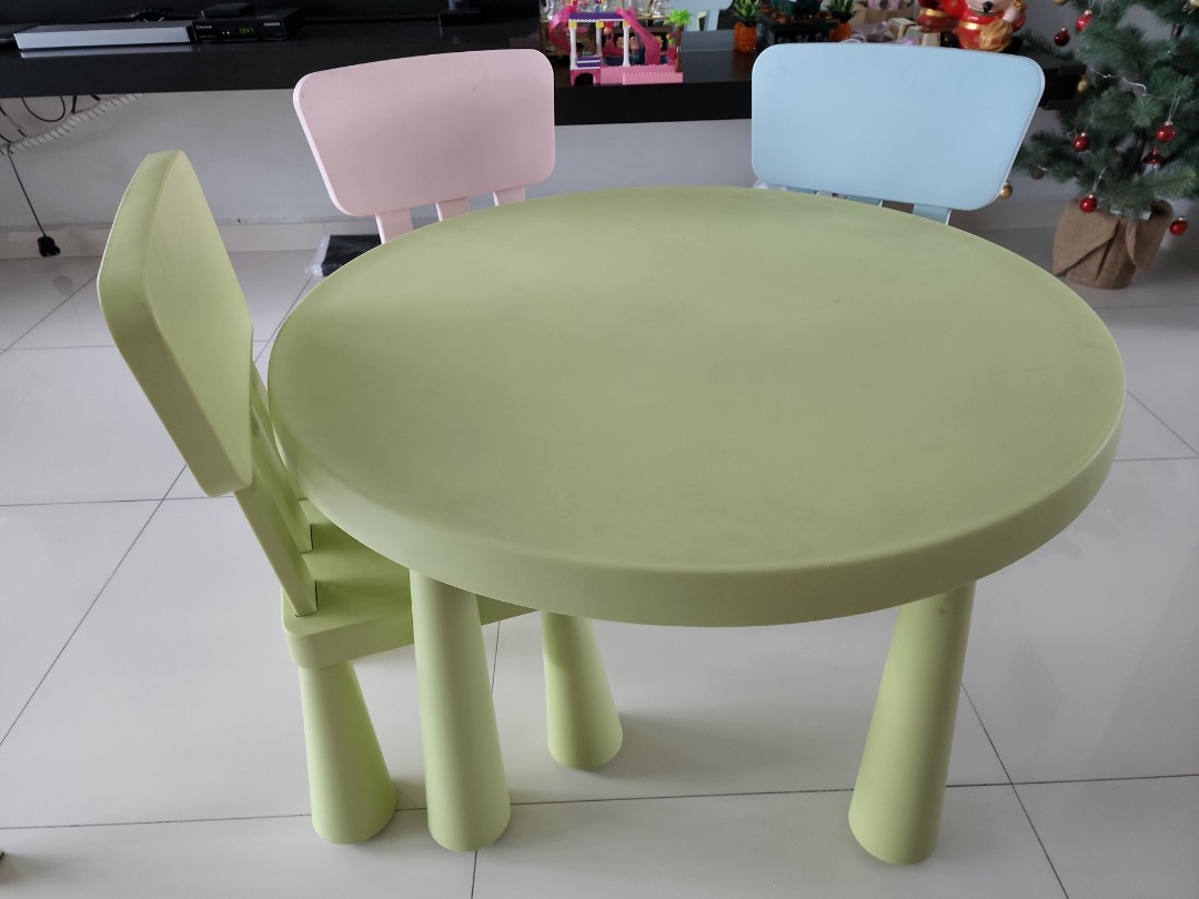 Ikea Mammut Table and 3 Chairs, Furniture & Home Living, Furniture, Tables & Sets on Carousell