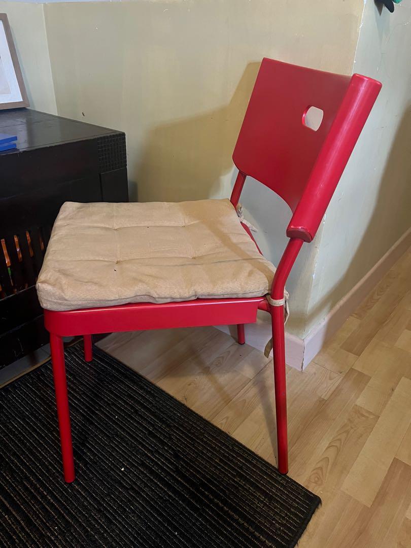 IKEA red plastic chair, Furniture & Home Living, Furniture, Chairs on