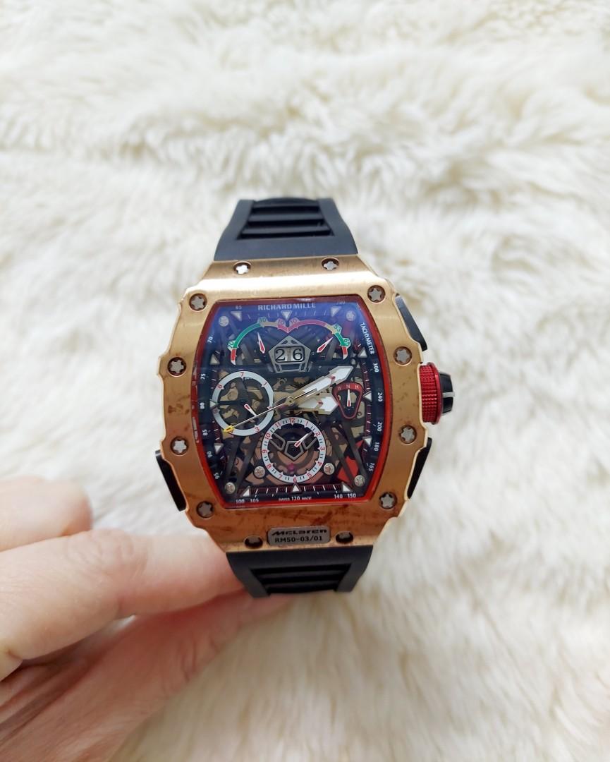 Jam Tangan Richard Mille RM 11 03RG Mc Laren Replika Superr Good Condition