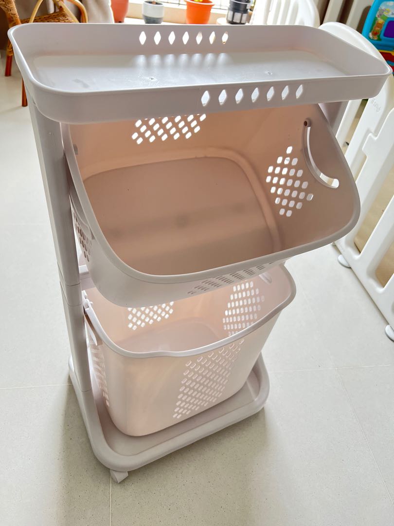 Japan/Korea Style Laundry Basket 2Tier Detachable Swinging Basket