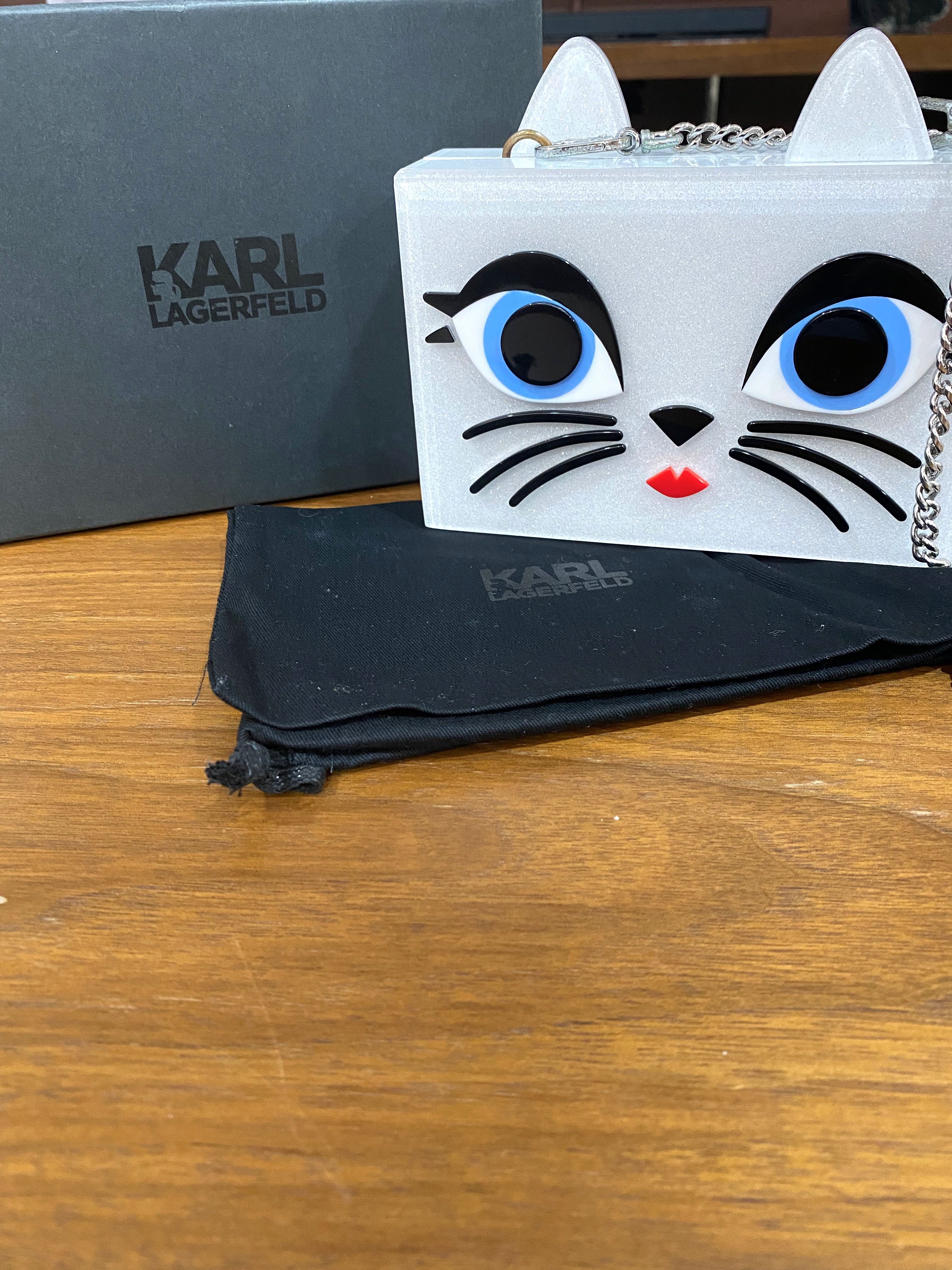 Karl Lagerfeld Small Choupette Shiny Box Clutch
