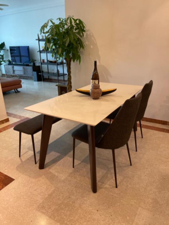 Kay Quartz Top Dining Table (1.6M) With 2 Henry Dining Chairs & 1 ...