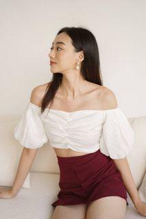 Mikayla Asteria Puff Sleeve Off Shoulder Top in White