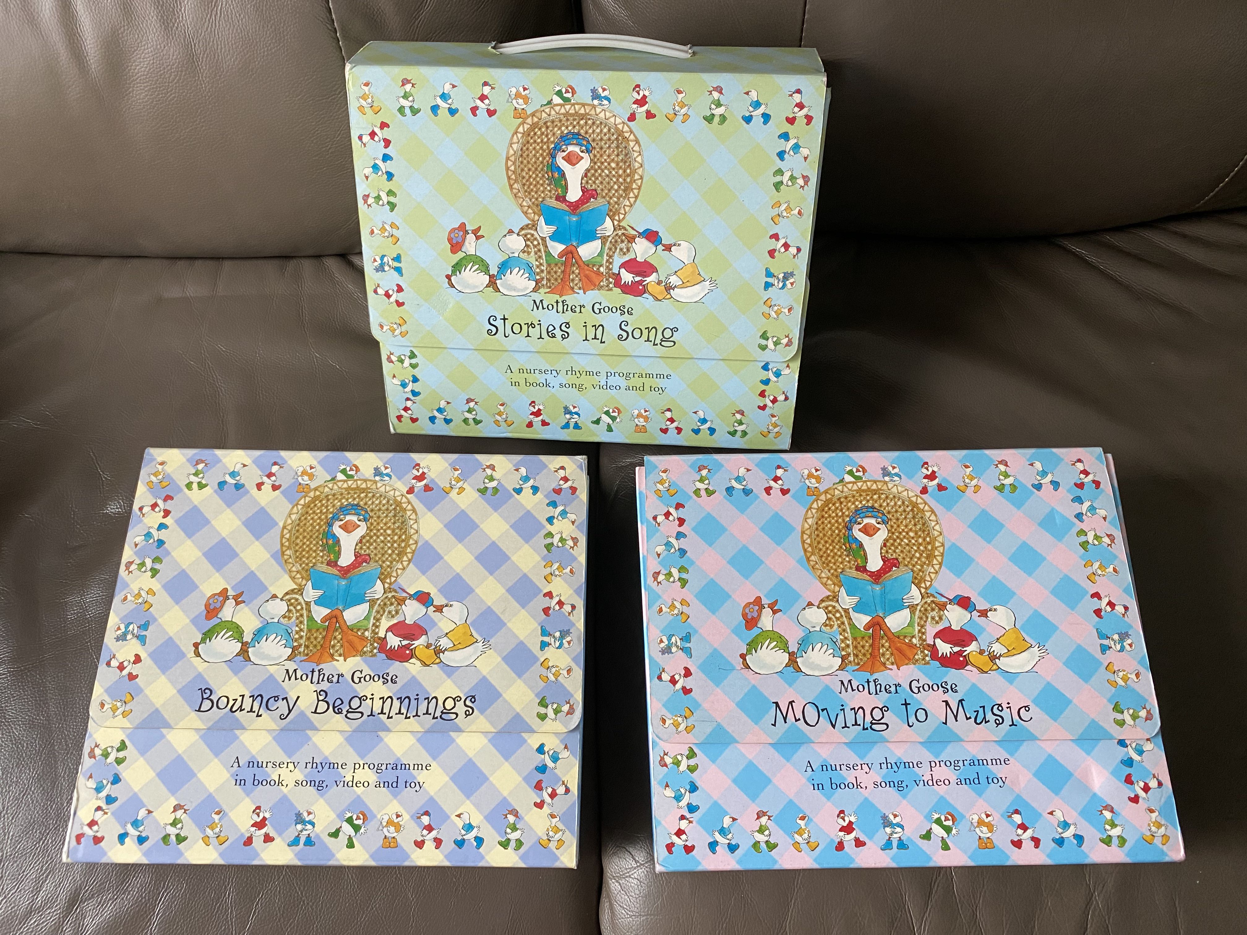 三盒Mother Goose 硬皮書連VCD (不散賣）, 興趣及遊戲, 書本& 文具 