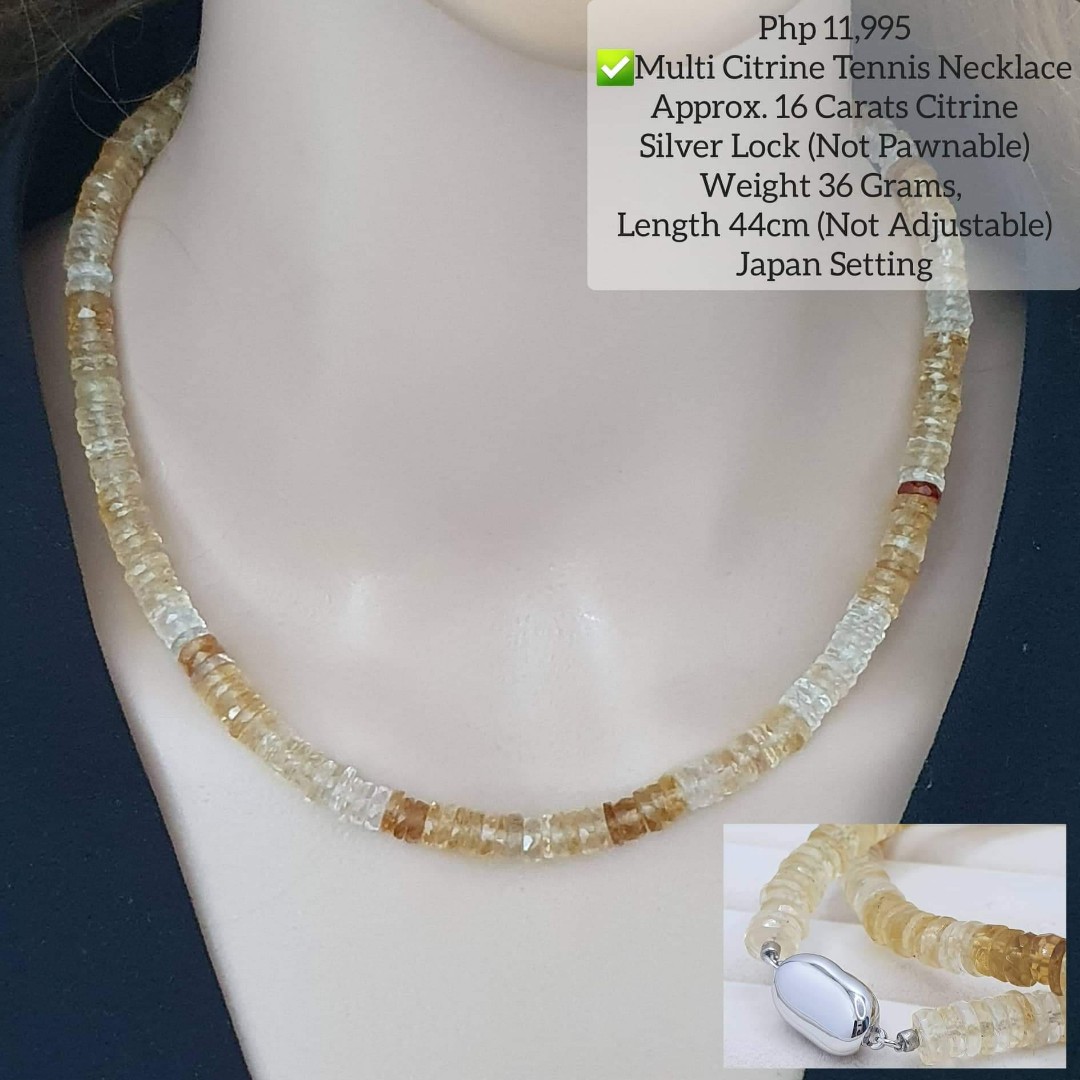 Multi citrine tennis necklace, Women's 