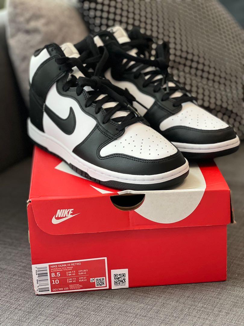 Nike Dunk Hi Retro panda black/white, 男裝, 鞋, 波鞋- Carousell