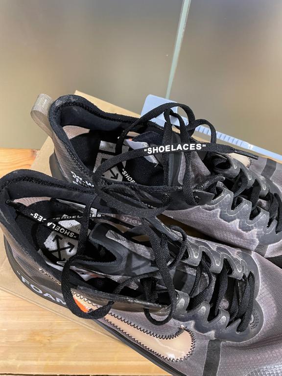 Nike zoom fly off white black silver hot sale