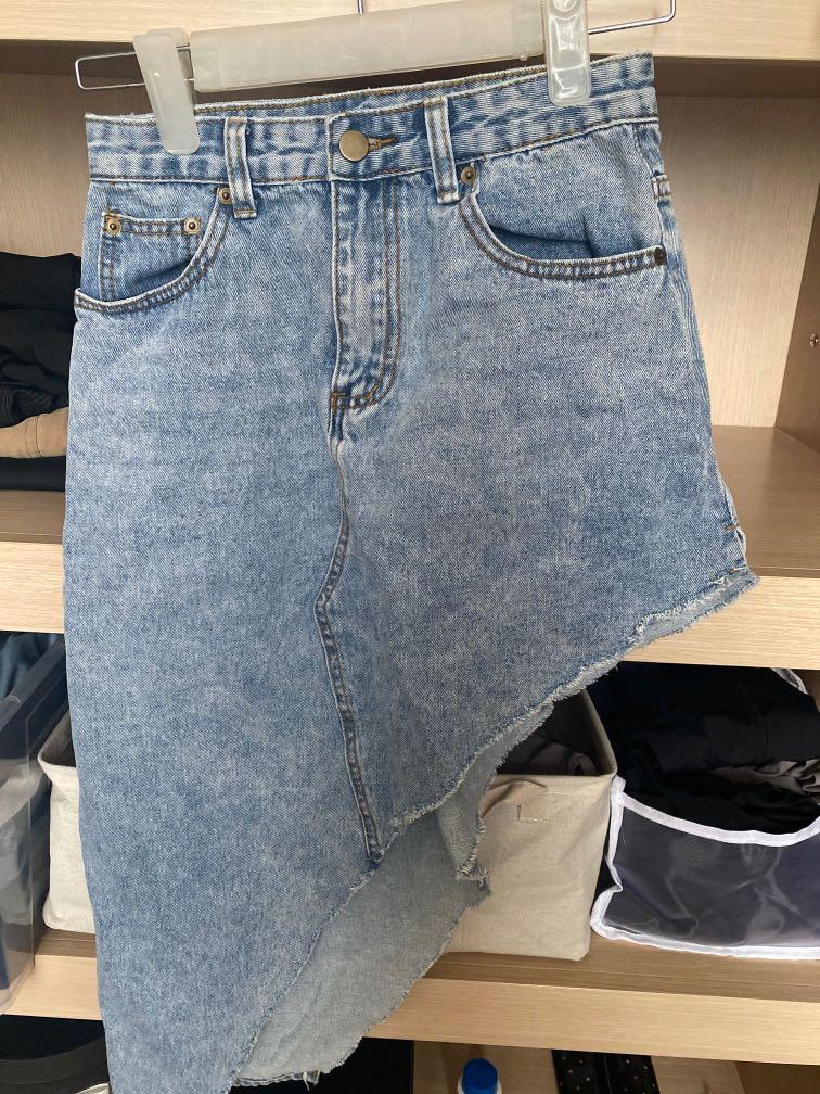 asymmetrical denim skirt