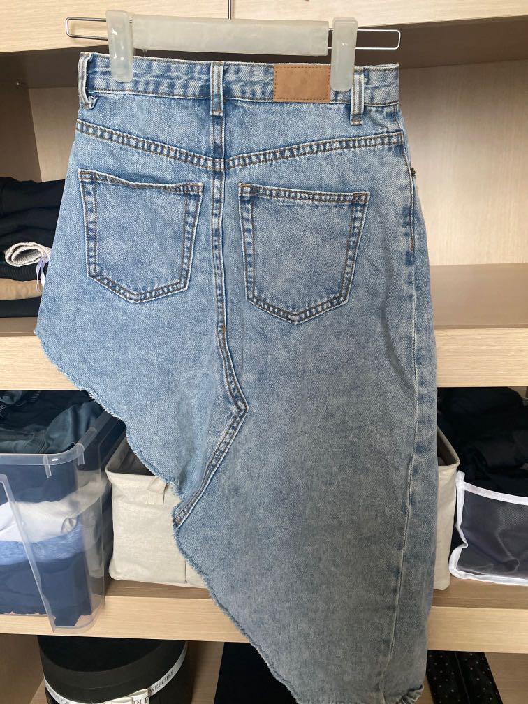 Vintage Asymmetrical Denim Jeans Skirt 