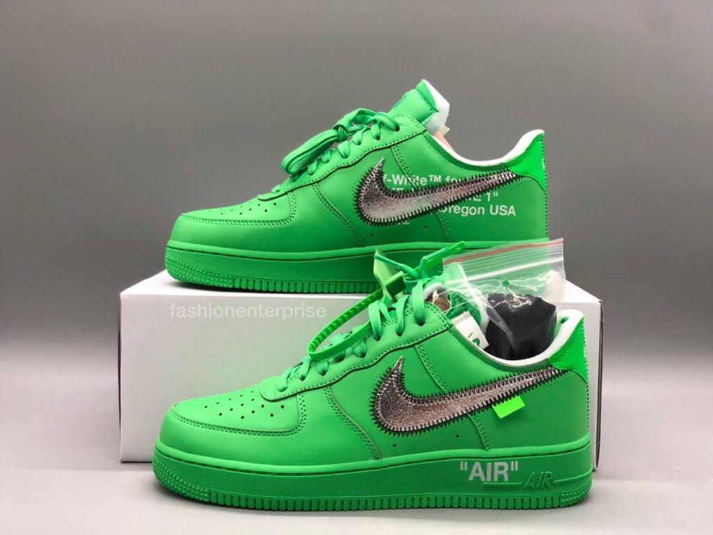 NIKE AIR FORCE 1 LOW - OFF WHITE - LIGHT GREEN SPARK BROOKLYN - SIZE 9US  RARE