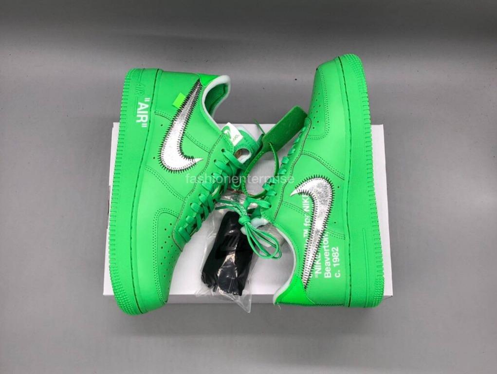 NIKE AIR FORCE 1 LOW - OFF WHITE - LIGHT GREEN SPARK BROOKLYN - SIZE 9US  RARE