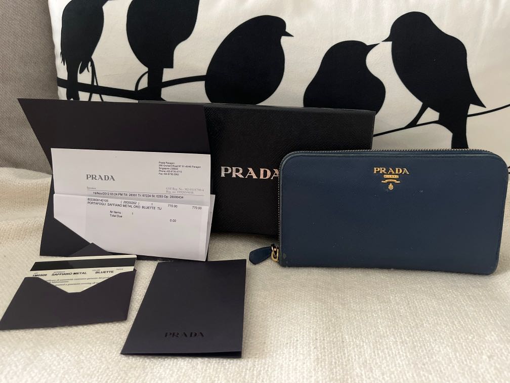 Prada Saffiano Metal Oro Flap Wallet on a Chain