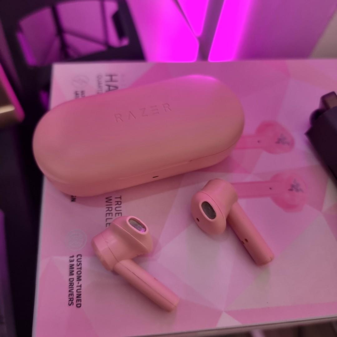 Razer Hammerhead True Wireless TWS Earbuds Bluetooth 5.0 Earphones Headset Headphones Pink with Built in Microphone