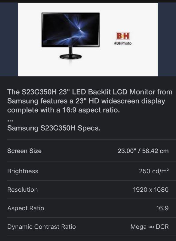 Monitor Samsung 23 pulgadas LS23C350HS 