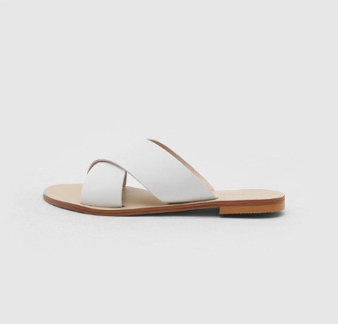 Sappun Floydi Natural Leather Sliders White Women s Fashion