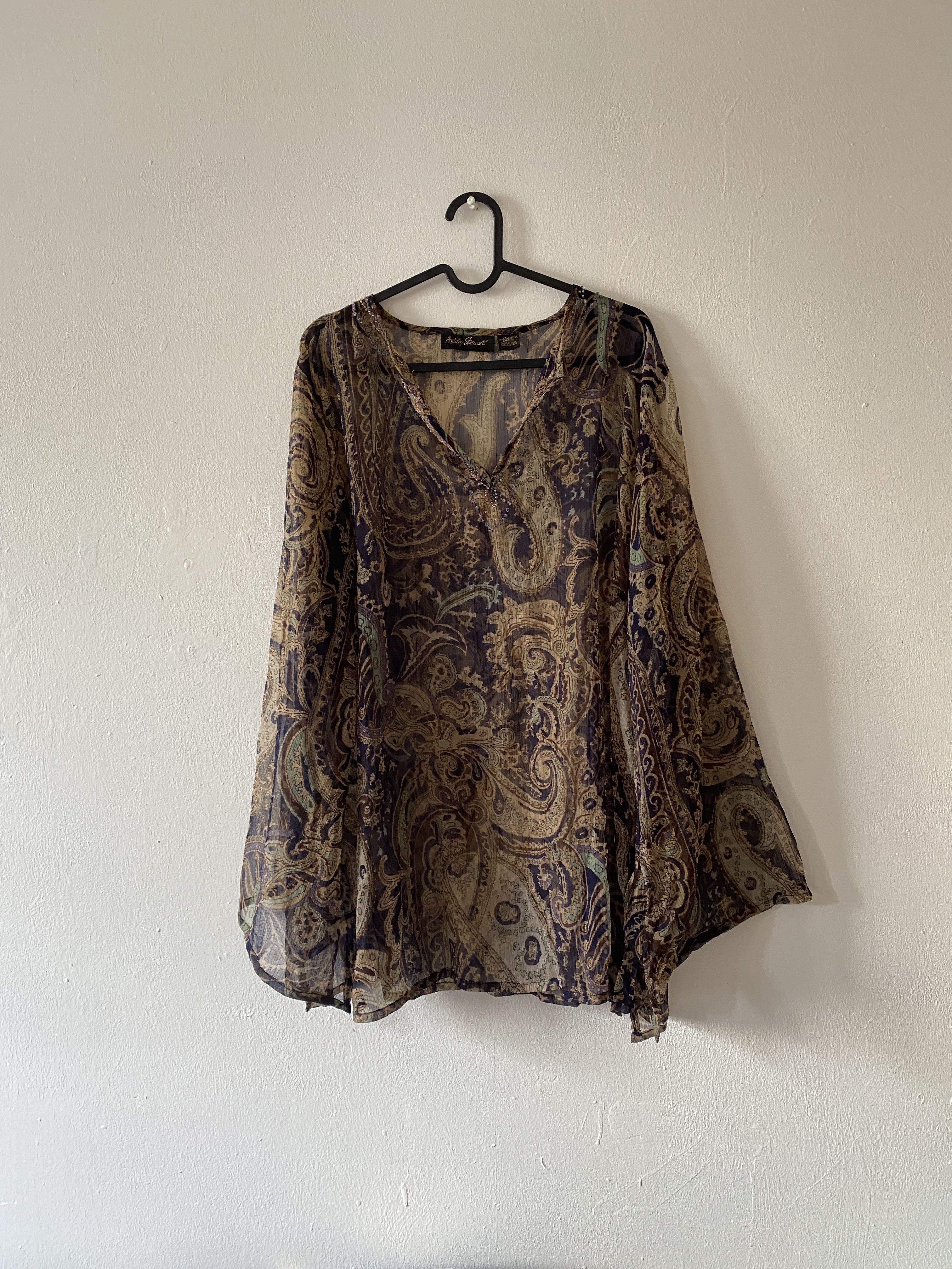 sheer paisley blouse