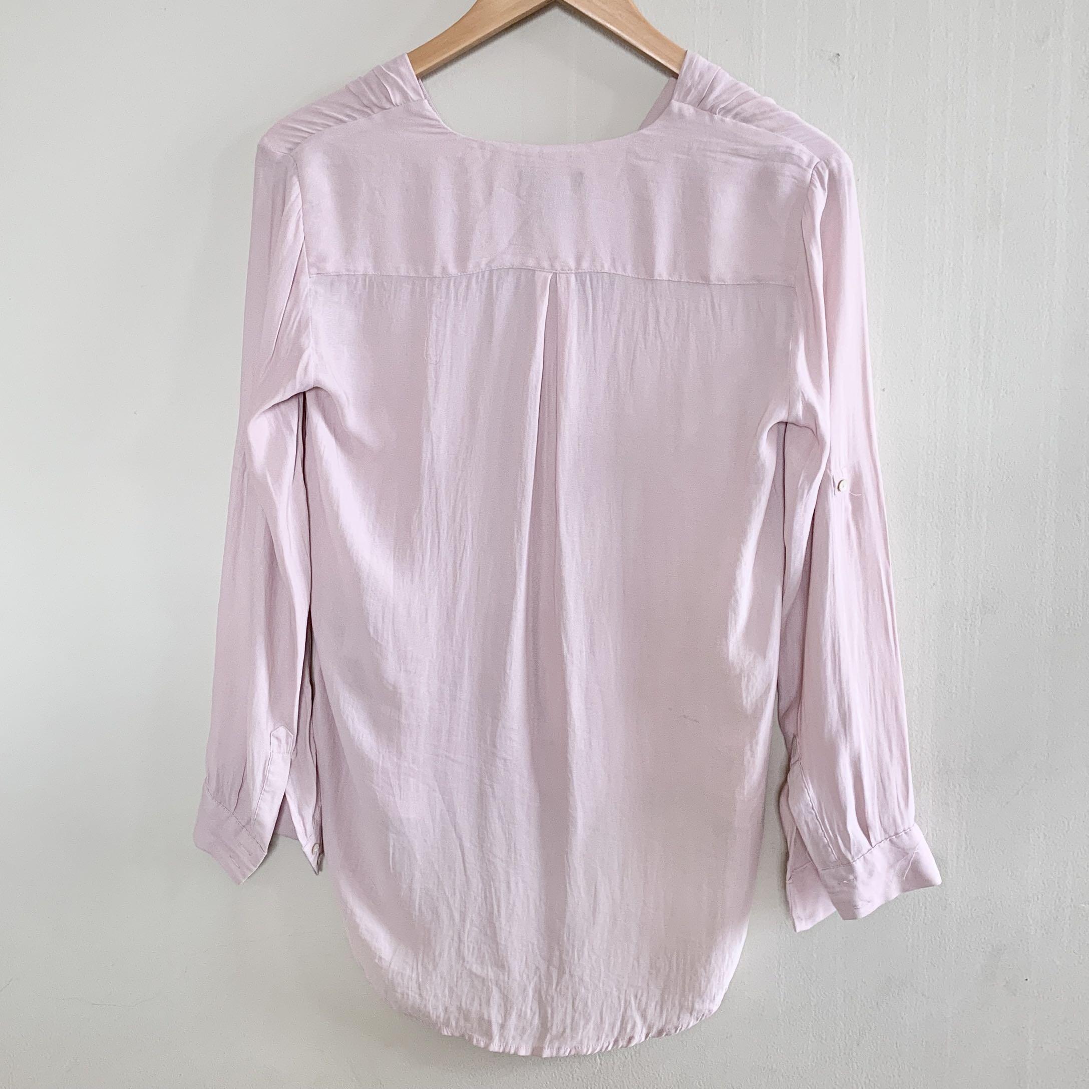 Sheer pink blouse shirt kemeja, Fesyen 