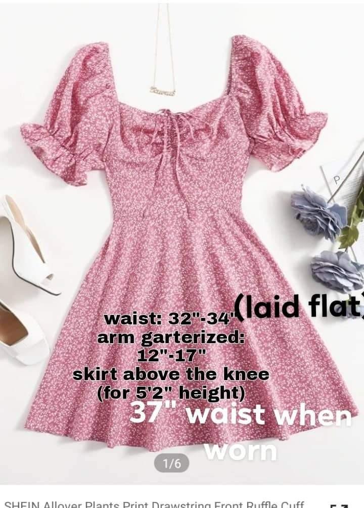 Shein Plus Size CottageCore Floral Dress Puff Sleeve, Women's Fashion,  Dresses & Sets, Dresses on Carousell