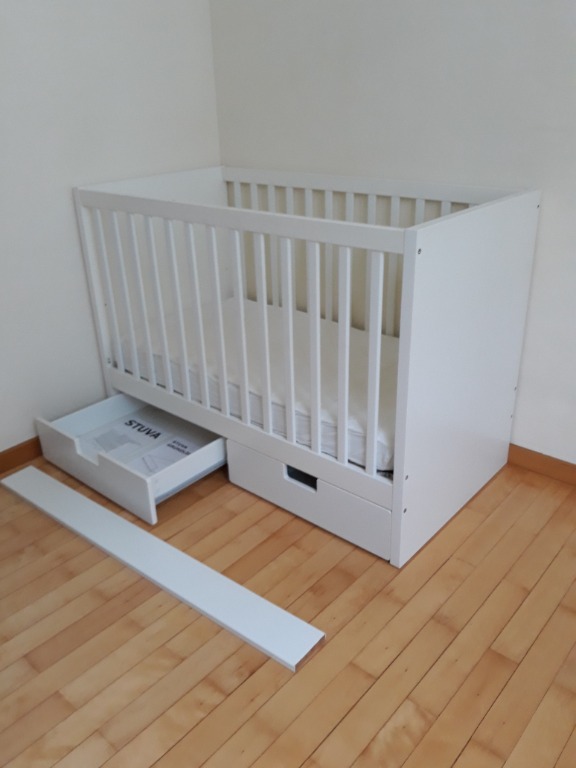 Sundvik baby cot with drawers and mattress, Babies & Kids, Baby Nursery