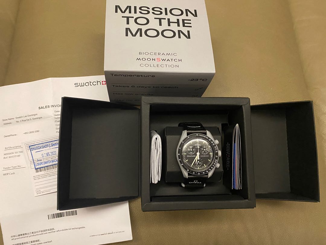 Swatch Omega Mission To The Moon, 名牌, 手錶- Carousell