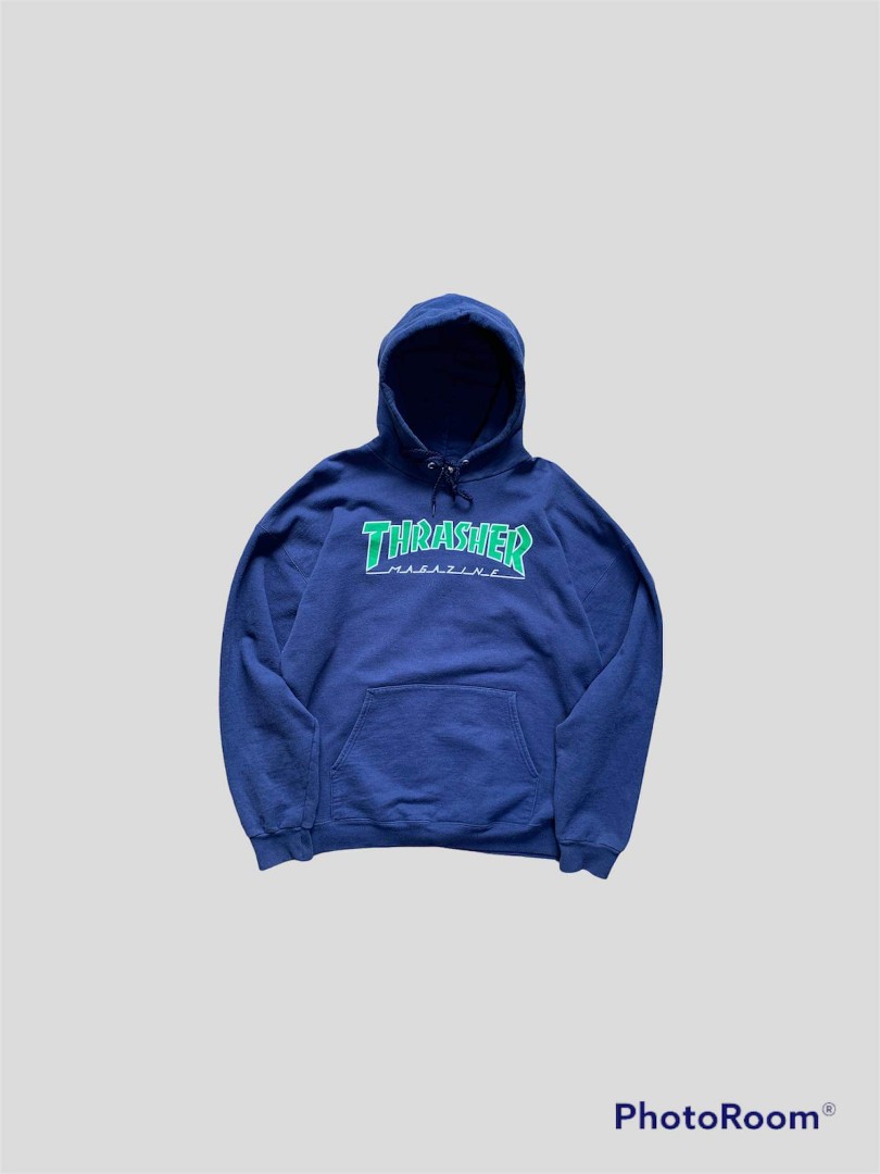 Thrasher outlined discount logo navy hoodie