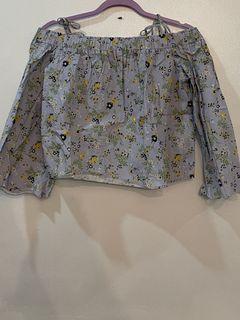 Topshop off shoulder top with ribbons