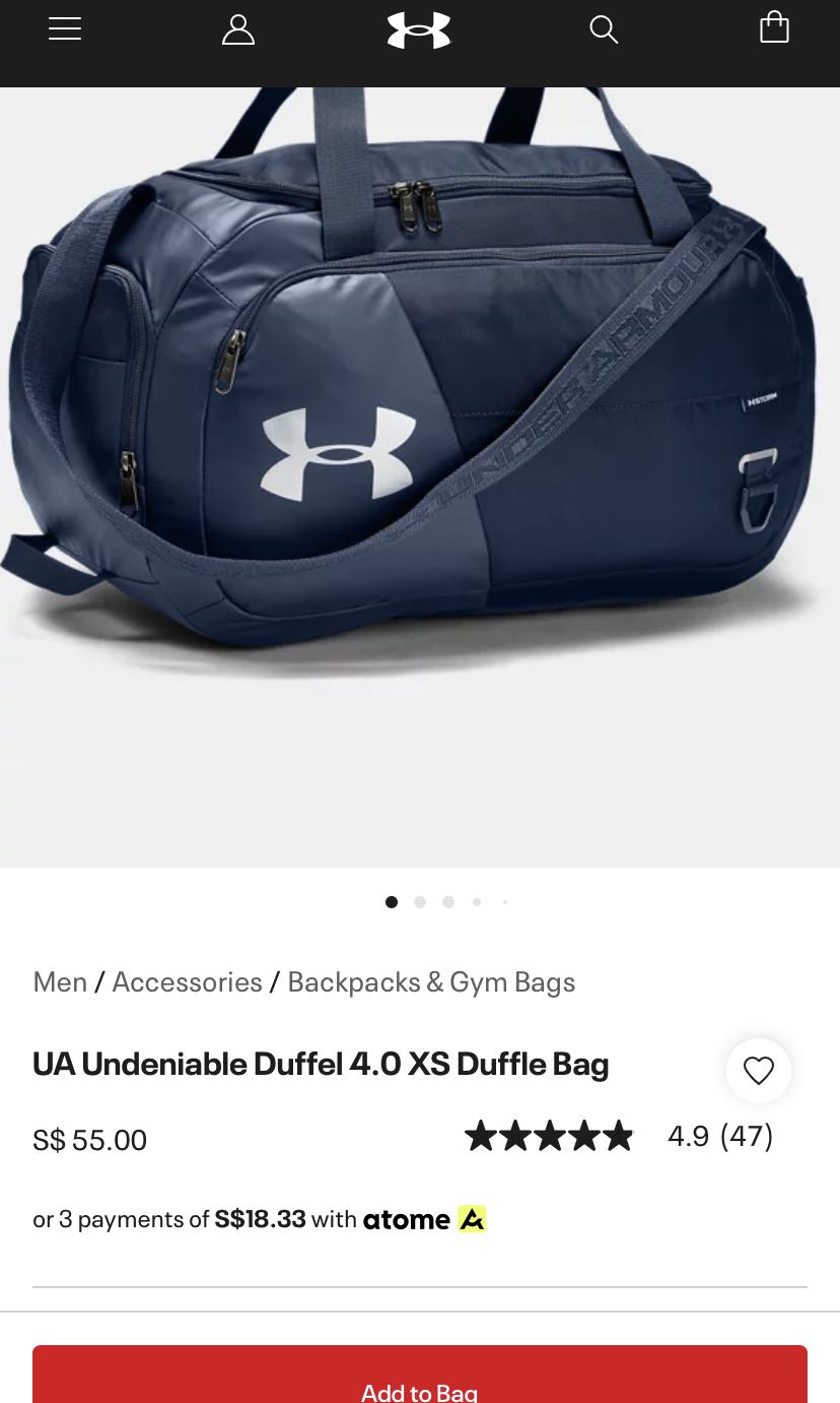 Ua undeniable duffel cheap 4.0 xs duffle bag