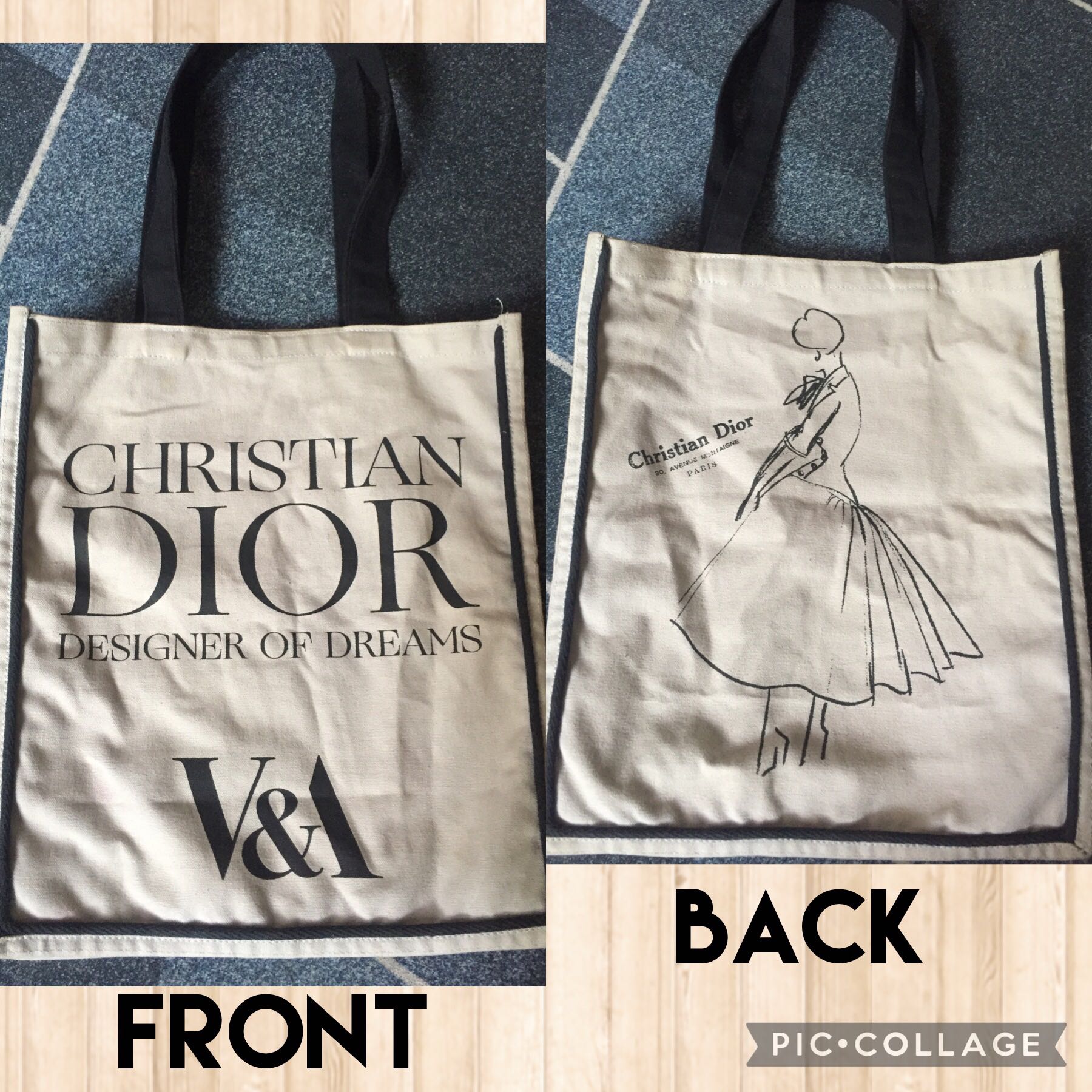 Authentic Christian Dior V&A Canvas tote bag, Luxury, Bags