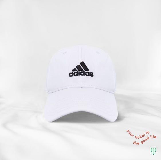 White Black Adidas Cap, Fesyen Pria 