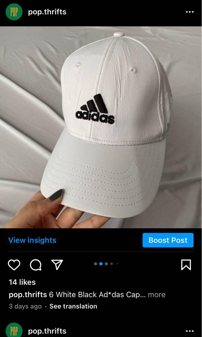 White Black Adidas Cap, Fesyen Pria 
