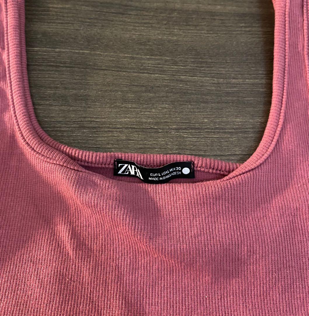 zara top pink (Category: Sleeveless) located in Cainta. Submitted by goodispatch (Listing ID 1166204983, Image 2). Description: can fit m-l .