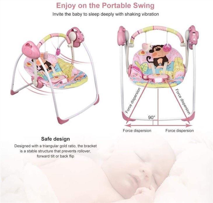 VASTFAFA Electric Soothing Portable Swing Baby Rocking Chair with Intelligent Music Box That Can Be Used from The Beginning of The Newborn Blue
