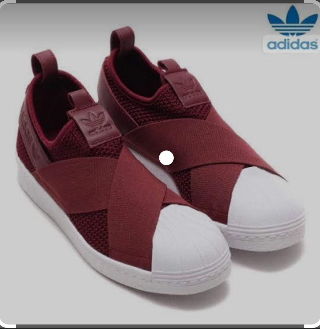 Adidas superstar slip on red burgundy online