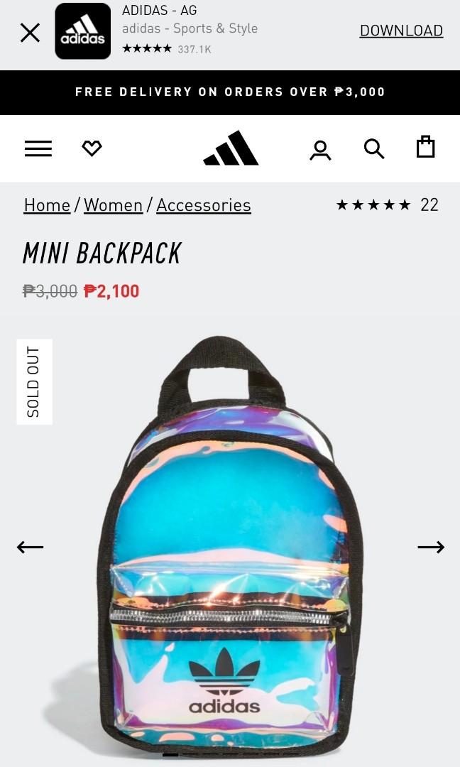 ADIDAS Transparent Mini Backpack with a Modern Iridescent Shimmer