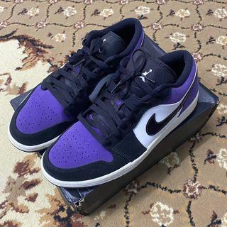 Nike Air Jordan 1 Low, White/ Black- Court Purple
