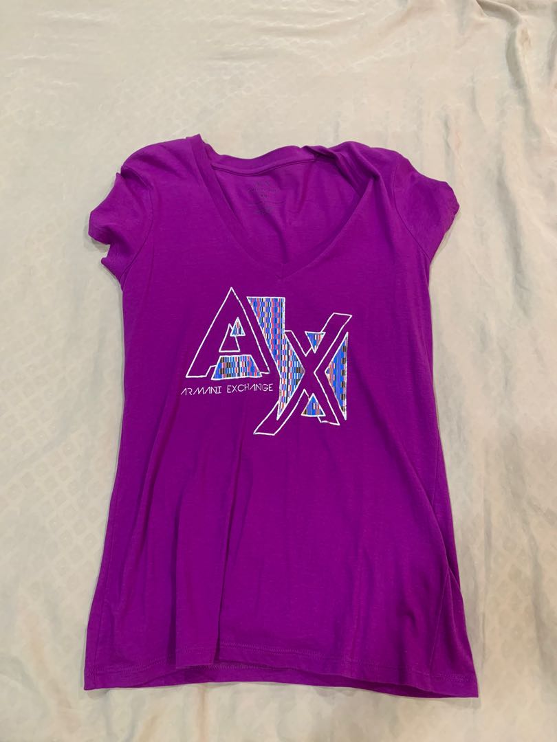 armani exchange purple shirt, Women's Fashion, Tops, Shirts on Carousell