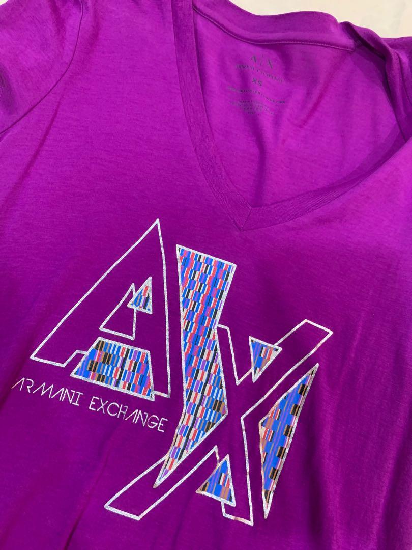 armani exchange purple shirt, Women's Fashion, Tops, Shirts on Carousell