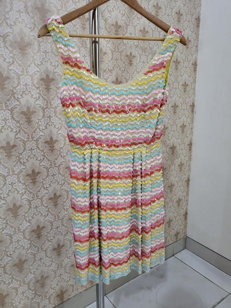 Asos rainbow sequin dress Fesyen Wanita Pakaian Wanita Gaun Rok di Carousell